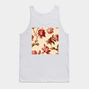 Vintage Peach and Pink Floral Pattern Muted Tones Tank Top